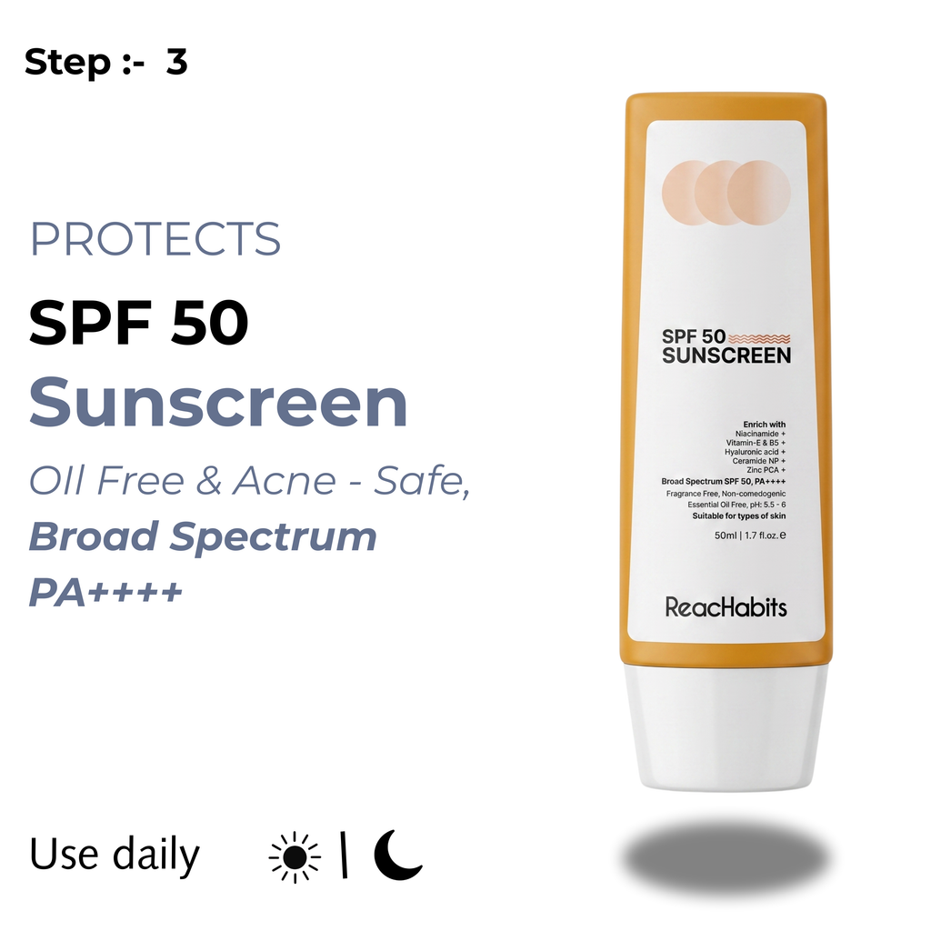 4-Step Skincare Combo Kit for Dark Spots | Kojic Acid Face Wash, 10% Vitamin-C Serum, Niacinamide Moisturiser, SPF 50 Sunscreen, Sulphate & Paraben Free