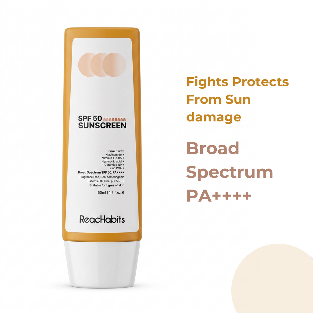 ReachHabits broad-spectrum PA++++ formulation, meticulously designed to elegantly protect the complexion from daily sun damage.