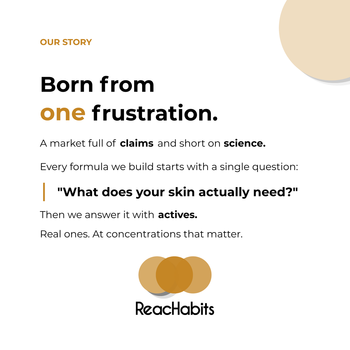 The ReachHabits founding mission: moving beyond empty marketing claims to deliver transparent, scientifically formulated skincare utilizing highly concentrated active ingredients.
