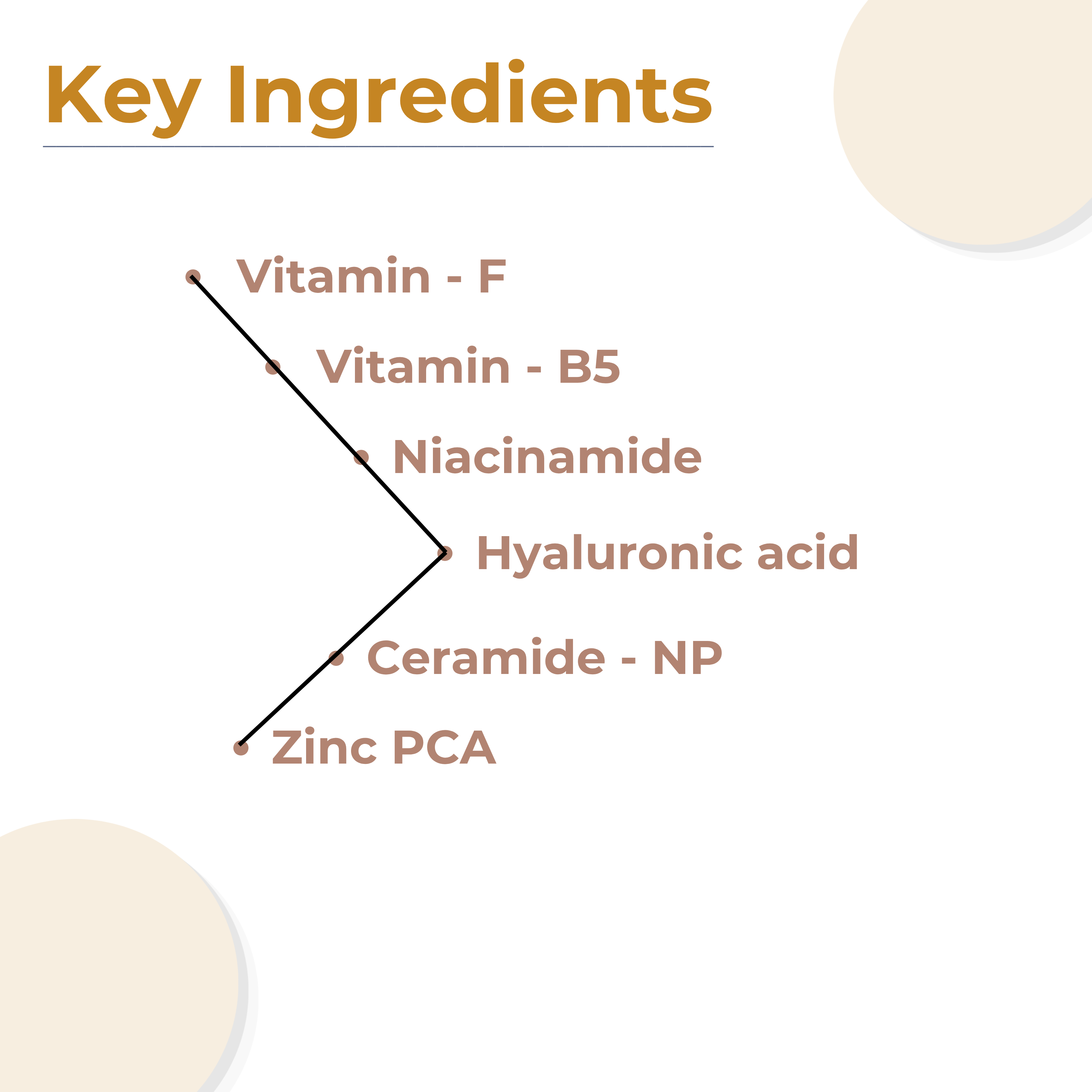 High-performance active ingredients in the ReachHabits sunscreen: Vitamin F, Vitamin B5, Niacinamide, Hyaluronic Acid, Ceramide NP, and Zinc PCA.